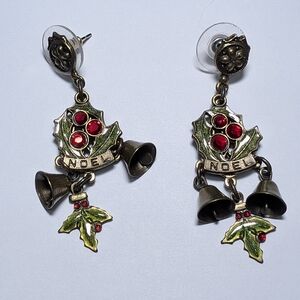Noel Holly Earrings with Red and Green Accents